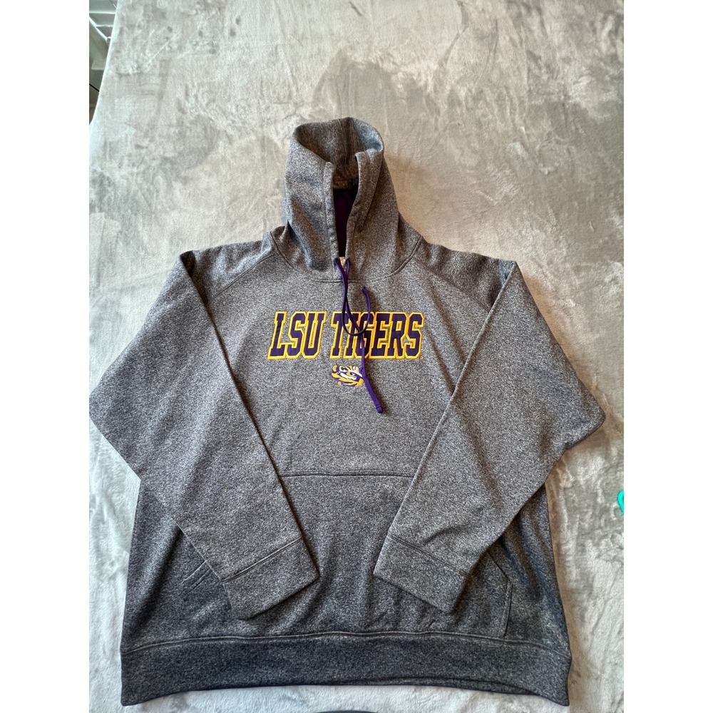 Champion Hoodie Mens 2XL Gray LSU Tigers NCAA College Pullover Sweatshirt